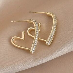 18k Gold Plated Heart Design Hoop Earrings
